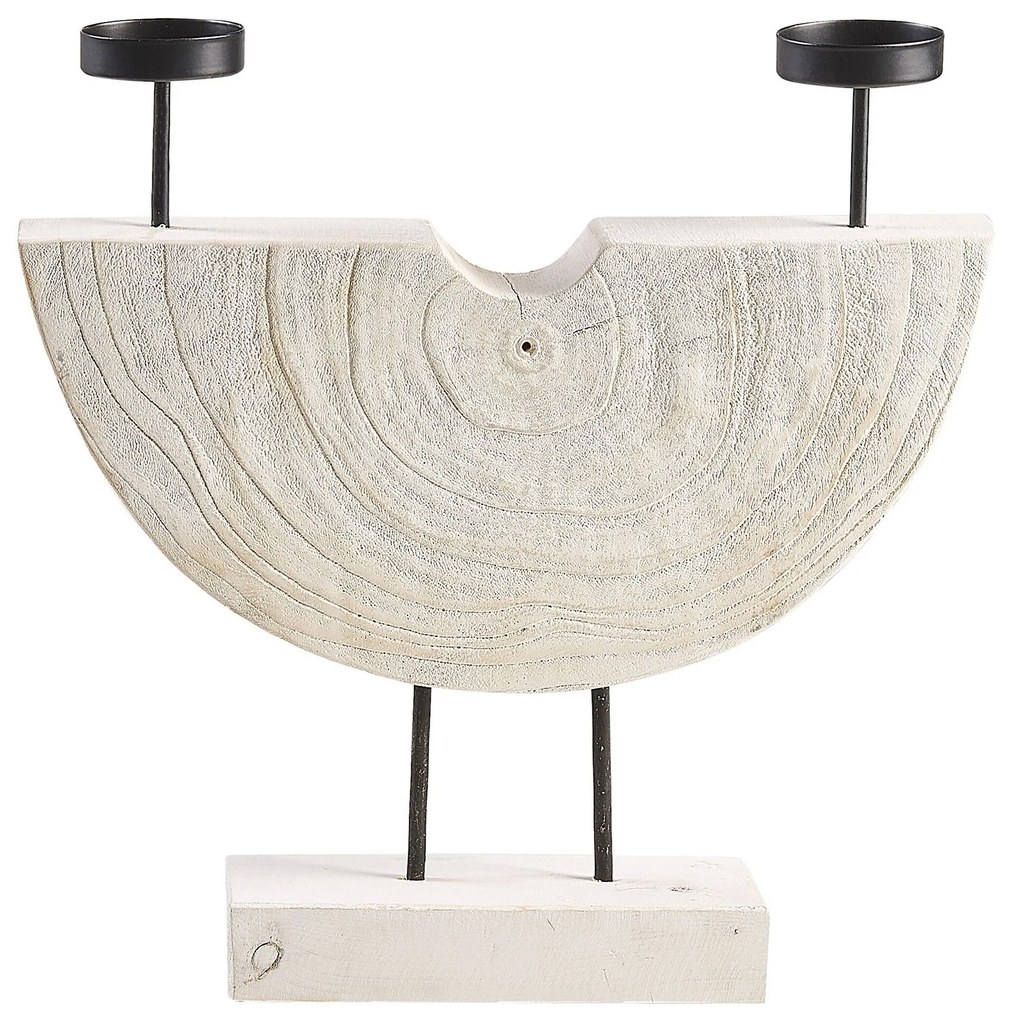 Candelabro em madeira branca 35 cm APANGO Beliani