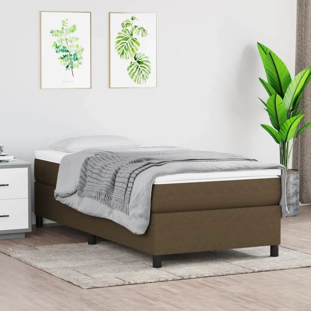 vidaXL Estrutura de cama com molas 80x200 cm tecido castanho-escuro