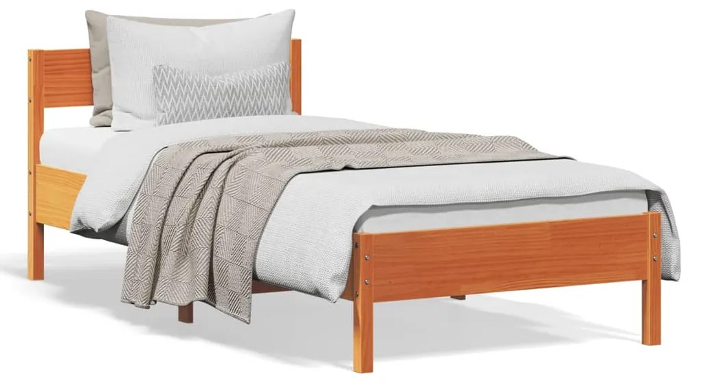 vidaXL Cama sem colchão 100x200 cm pinho maciço castanho-mel