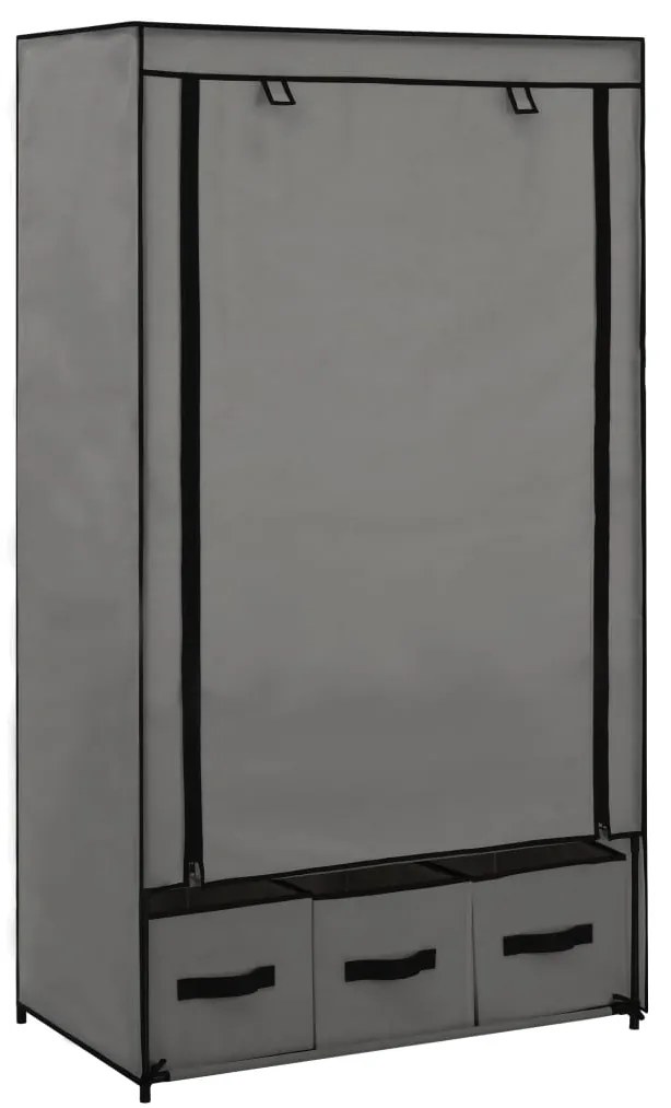 282460 vidaXL Roupeiro 87x49x159 cm tecido cinzento