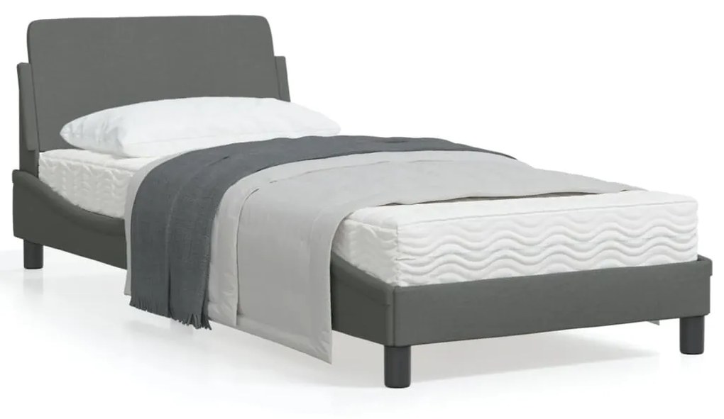 vidaXL Estrutura de cama sem colchão 90x190 cm tecido cinzento-escuro