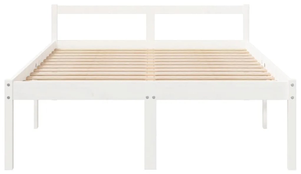 Estrutura de cama casal 135x190 cm pinho maciço branco