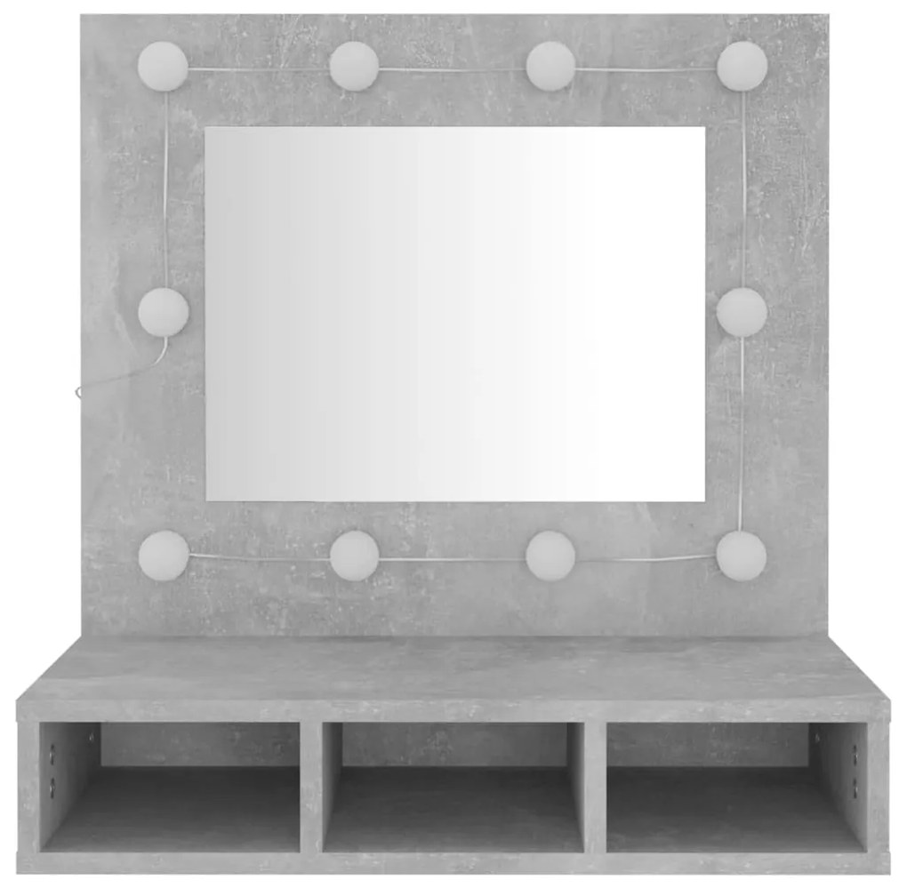 Armário espelhado com LED 60x31,5x62 cm cinzento cimento