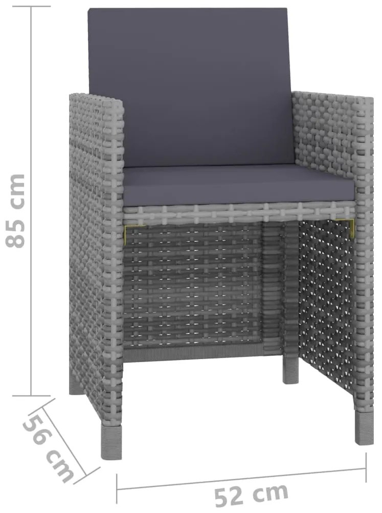 13 pcs conjunto jantar exterior c/ almofadões vime PE antracite