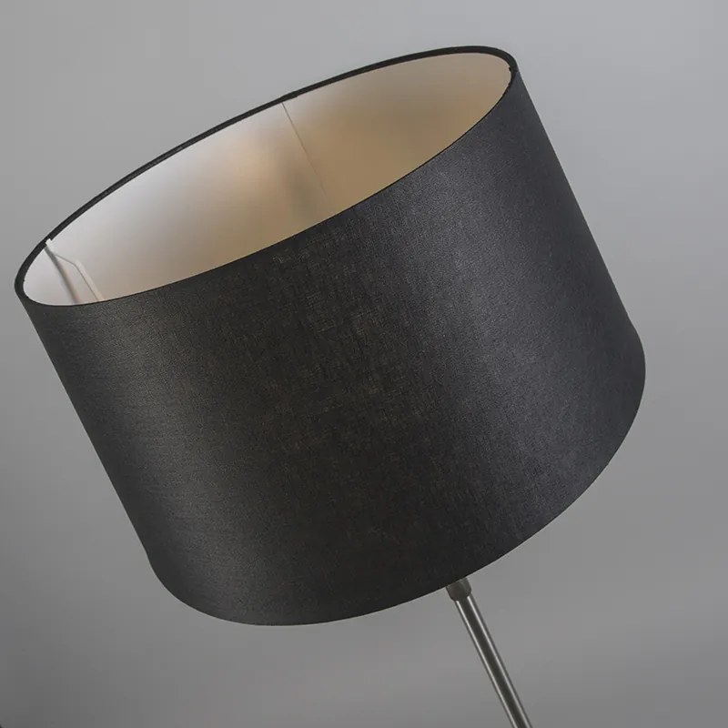 Candeeiro de pé em aço com abajur preto 45 cm ajustável - Parte Design,Moderno