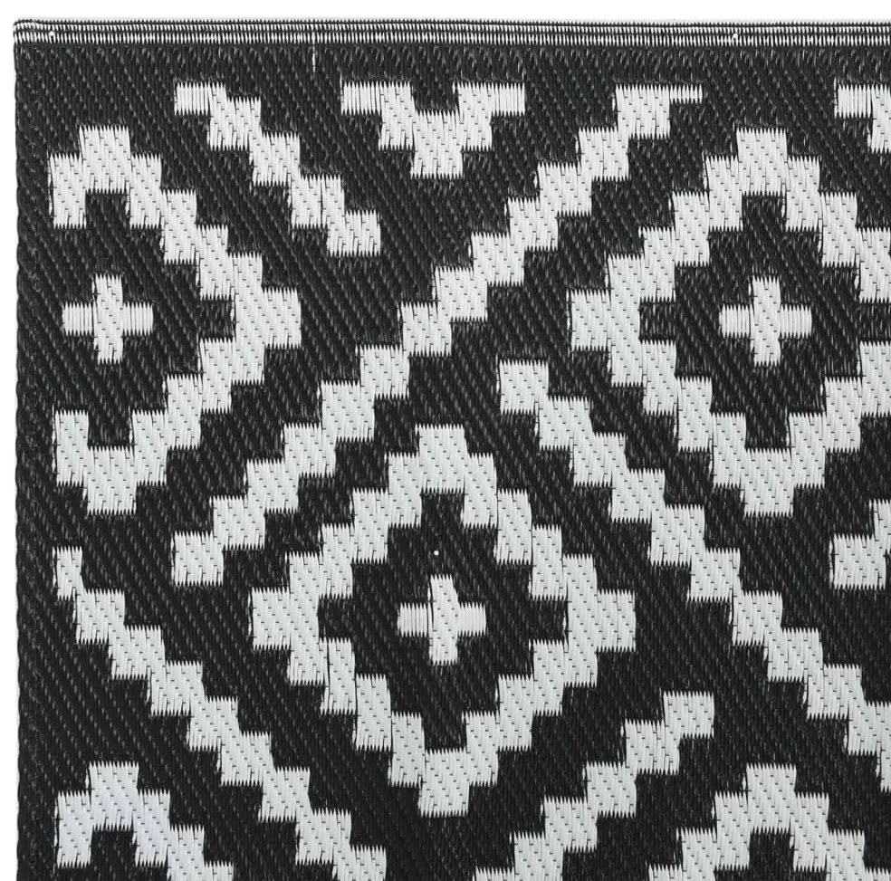 Tapete de exterior 120x180 cm ARAKIL PP branco e preto