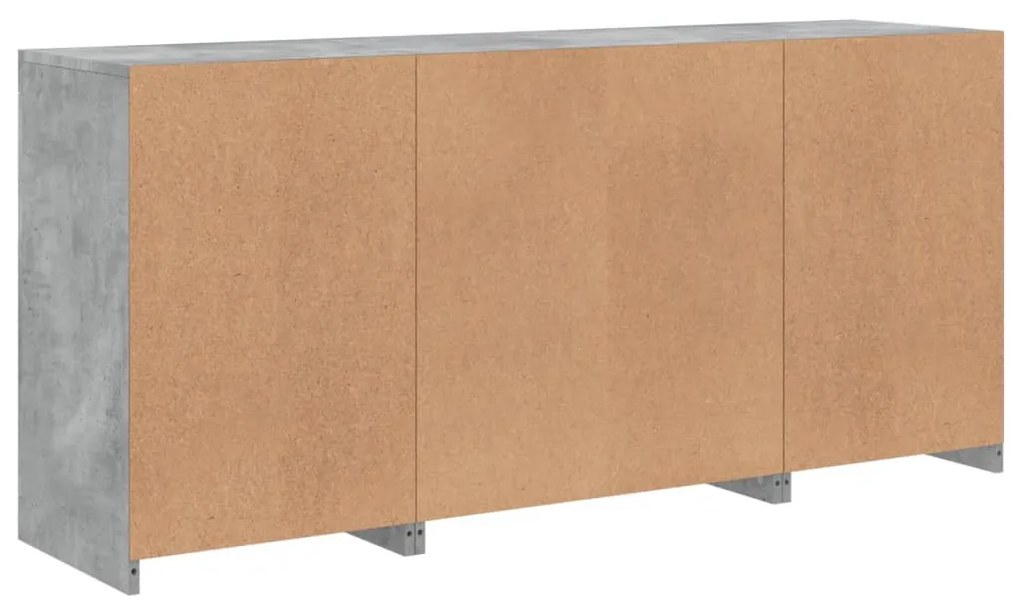 Aparador com luzes LED 142,5x37x67 cm cinzento cimento