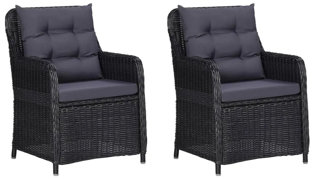 3 pcs conjunto de jantar para jardim preto