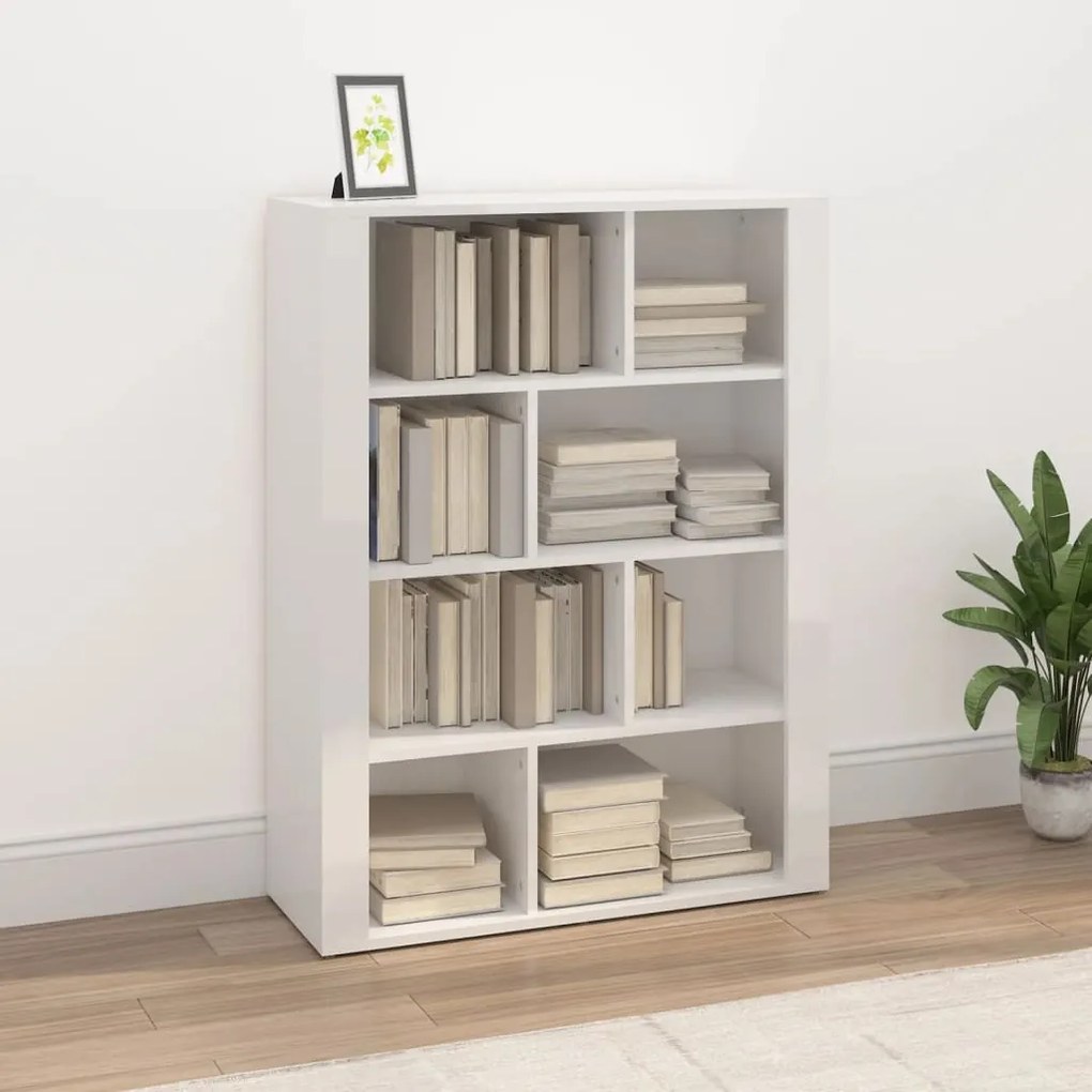 819494 vidaXL Aparador 80x30x106 cm derivados de madeira branco brilhante
