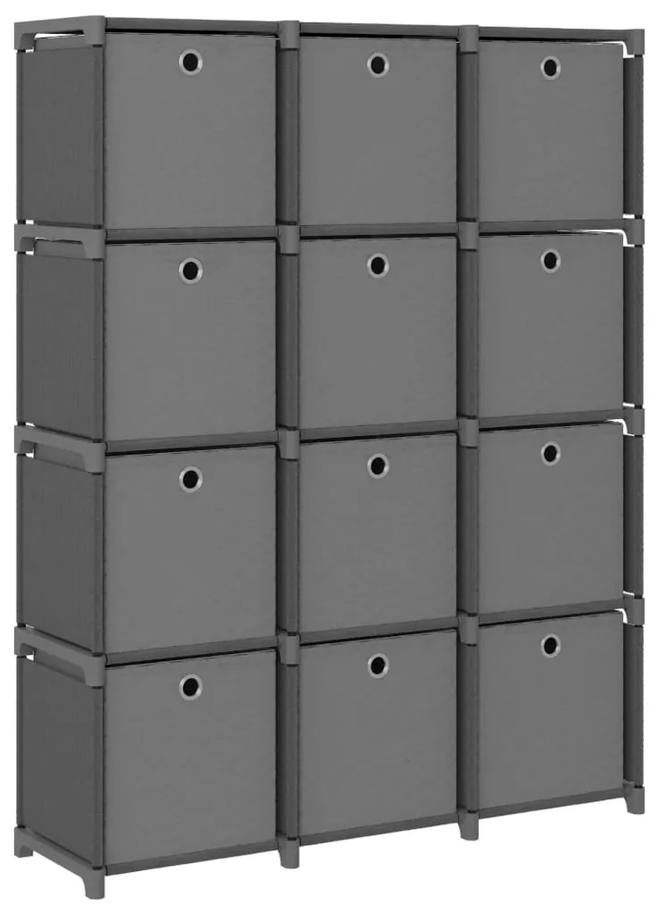 Unid. prateleiras 12 cubos c/ caixas 103x30x141 cm tecido cinza