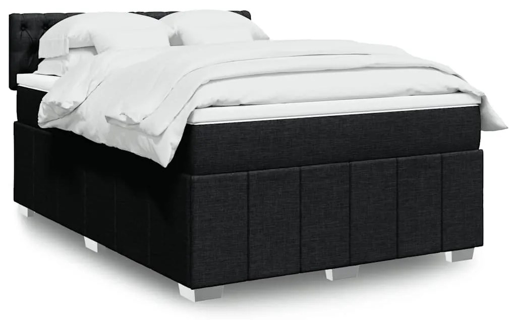 Cama com molas/colchão 140x190 cm tecido preto