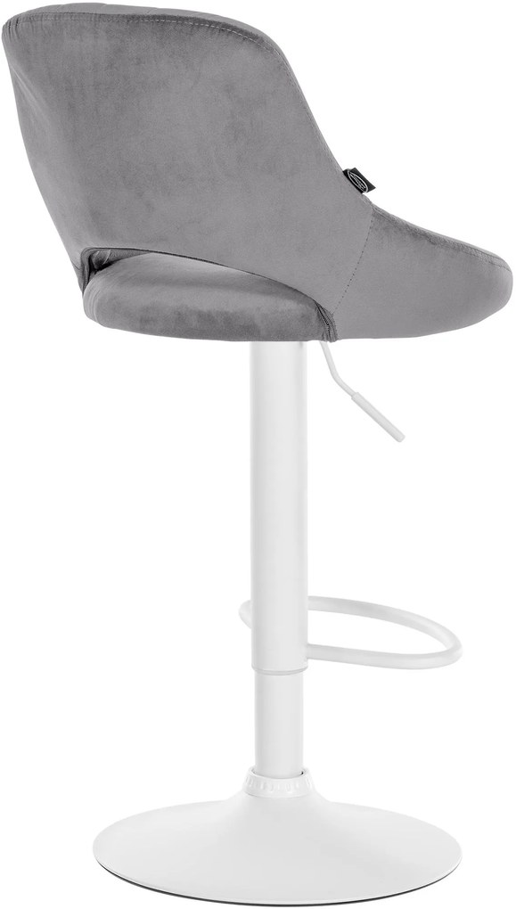 Banco alto Milet em veludo com estrutura branca 85-106 x 47 x 48 cm Cinzento