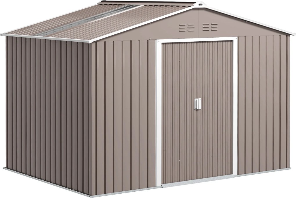 Outsunny Abrigo de Jardim 277x195x192 cm  Metálico para Armazenamento de Ferramentas Cinzento | Aosom Portugal