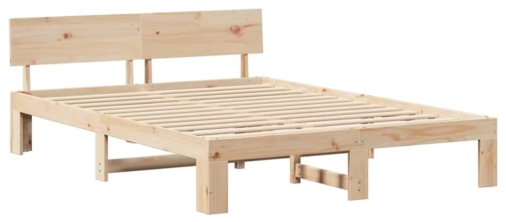 Estrado de Cama com Cabeceira 140x200 cm Madeira de Pinho Maciça