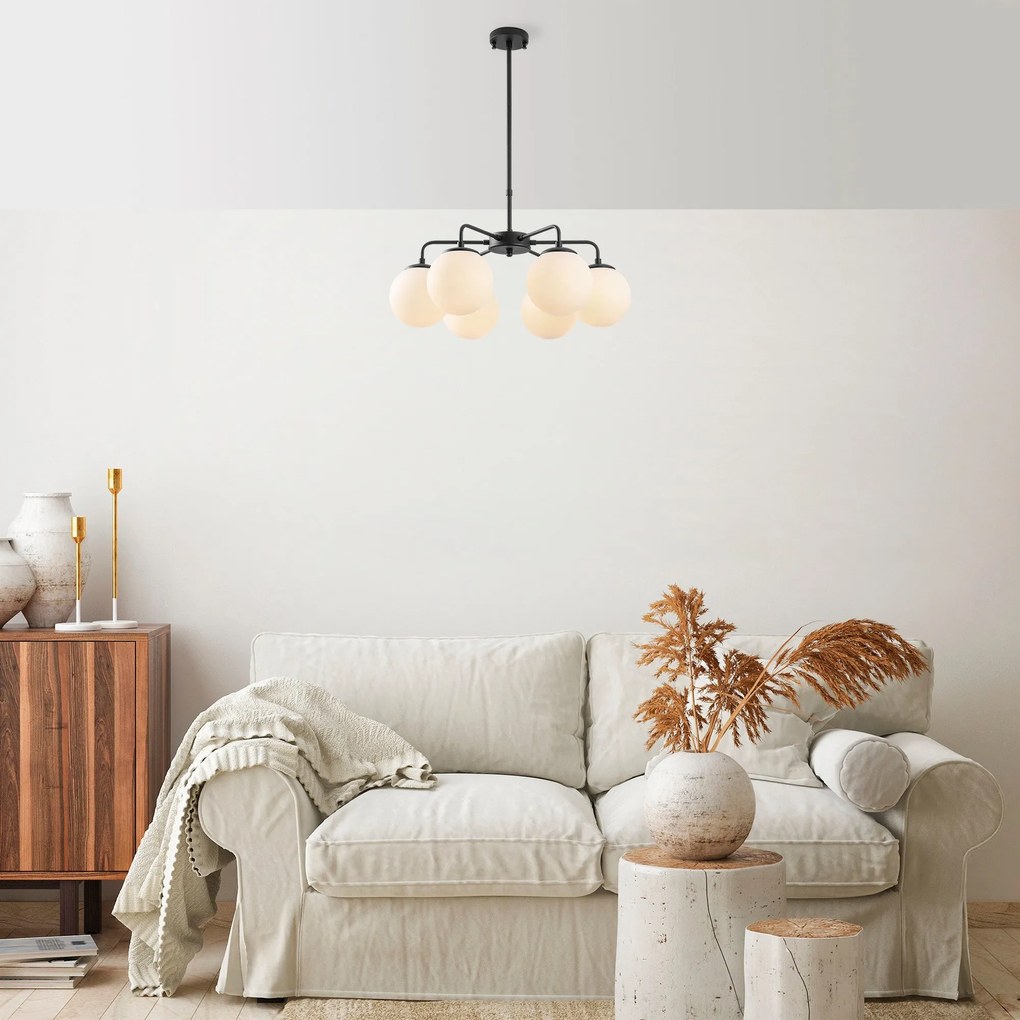 Chandelier Viran – Preto e Branco – 56 x 56 x 43 cm
