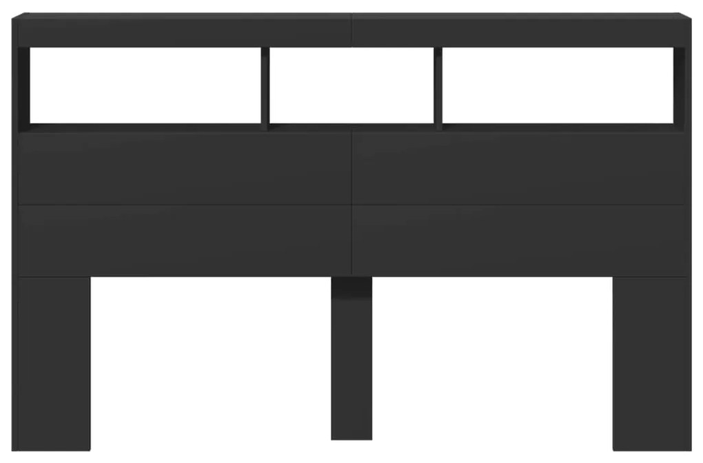 Armário de cabeceira com luzes LED 160x17x102 cm preto