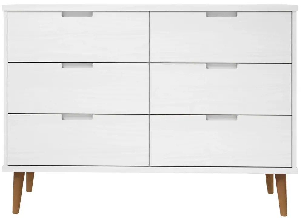 Armário de gavetas MOLDE 113x40x80 cm pinho maciço branco