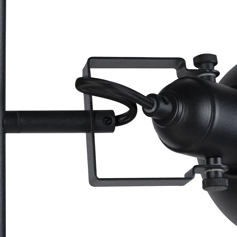 Candeeiro de pé industrial preto com dourado 3-luzes - Tommy