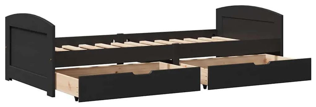 Sofá-cama com 2 gavetas sem colchão 90x200 cm IRUN preto