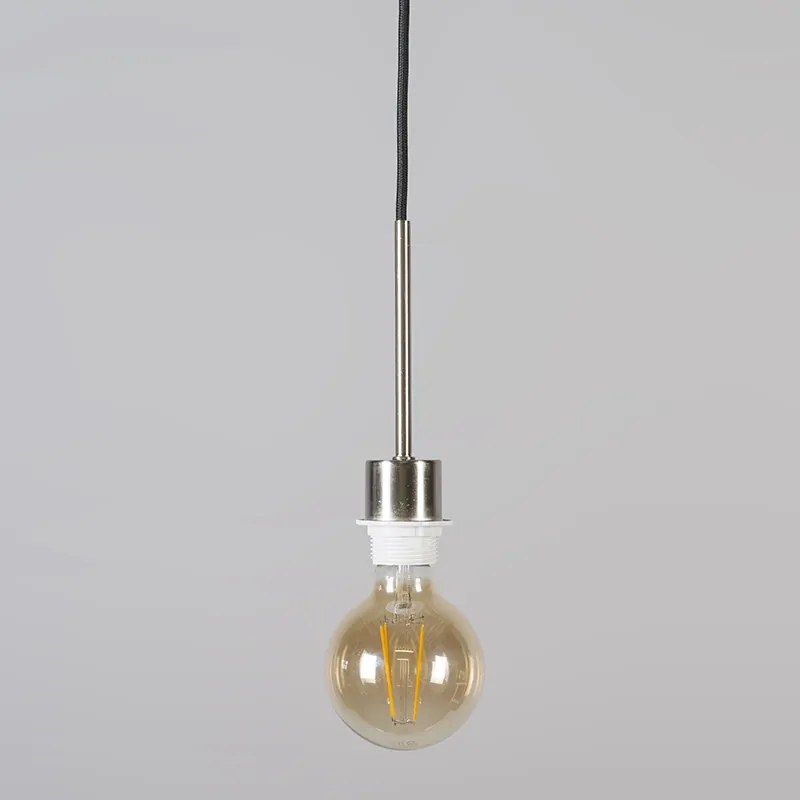 Candeeiro de suspensão moderno em aço e preto com abajur 45 cm bege - Combi Country / Rústico,Moderno