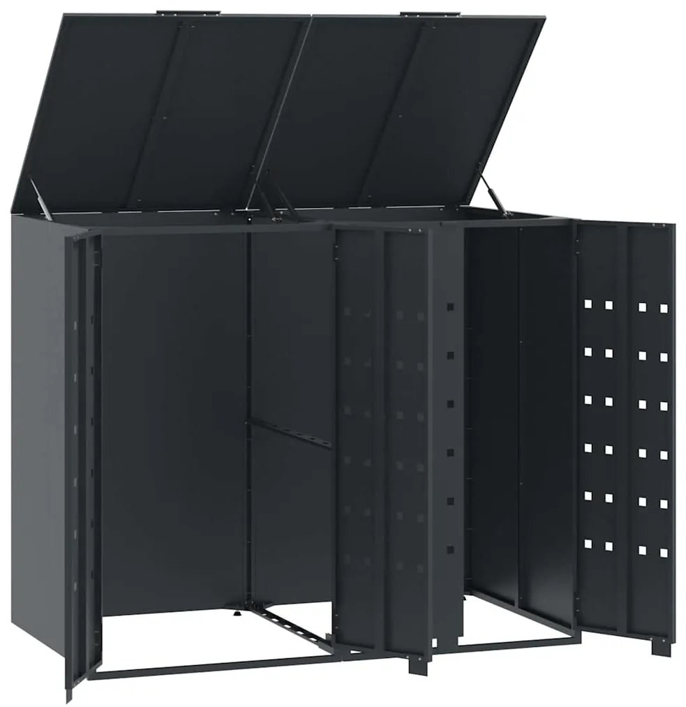 Abrigo para 2 caixotes do lixo 138x79x117 cm aço antracite