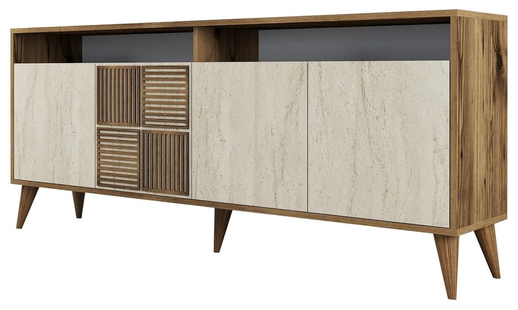 Console Milan – Walnut/Travertine – 180 cm x 78 cm x 35 cm