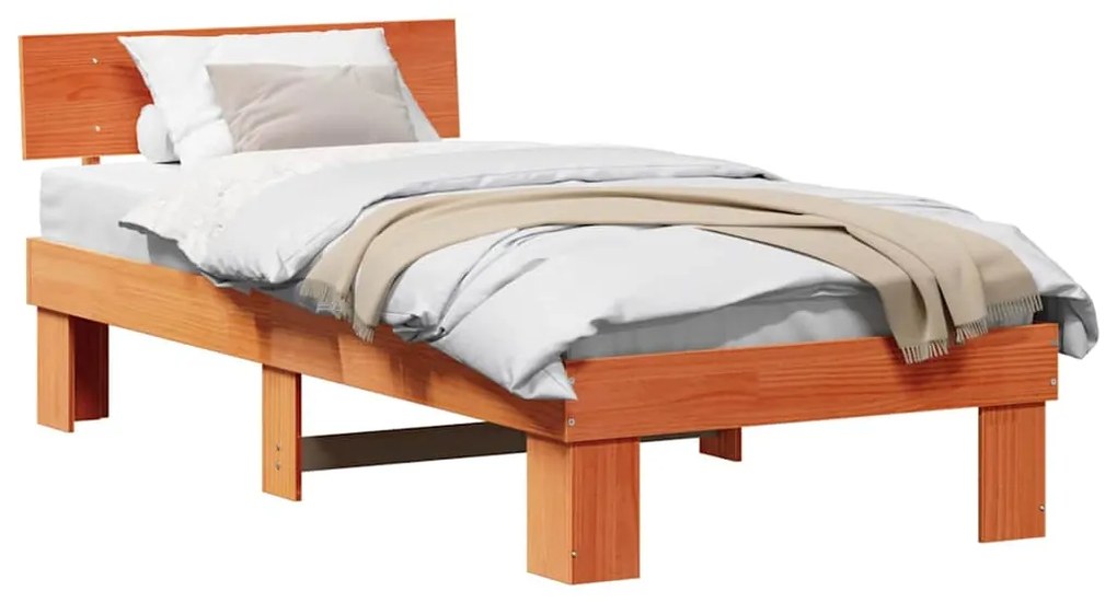 Estrutura da Cama com cabeceira Castanho-mel 90 x 190 cm