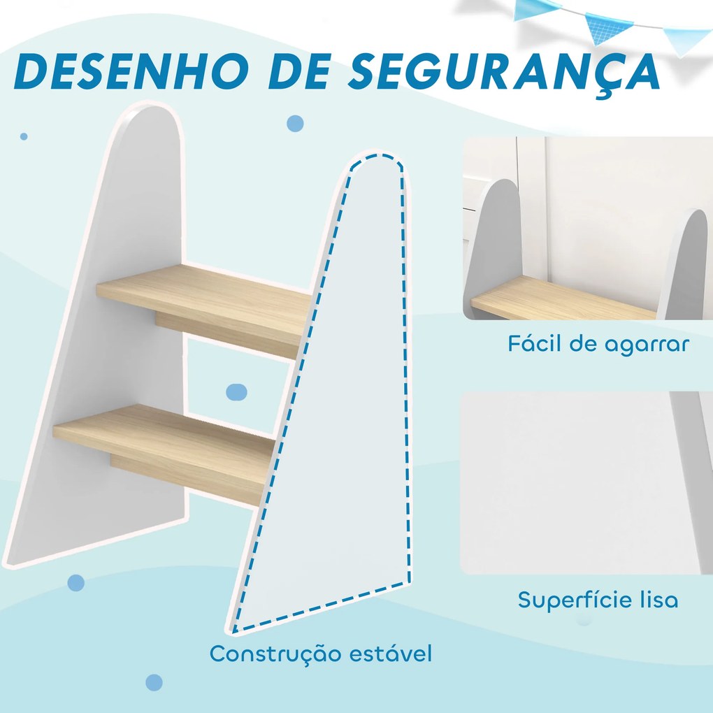 Banco para Crianças de 2 Degraus Torre de Aprendizagem Escada para Crianças acima de 3 Anos para Casa de Banho Cozinha 43x30x55 cm Branco