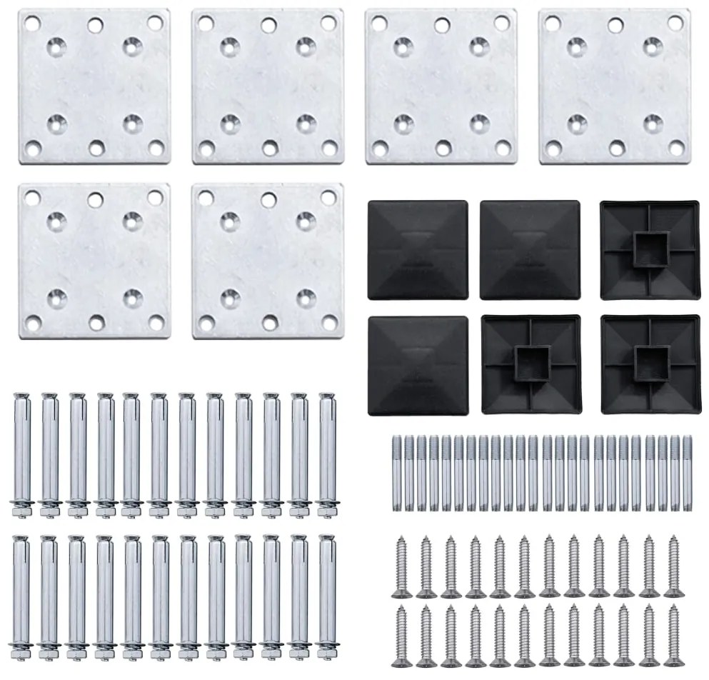 Conjunto de painel de vedação WPC 792x(105-186) cm preto