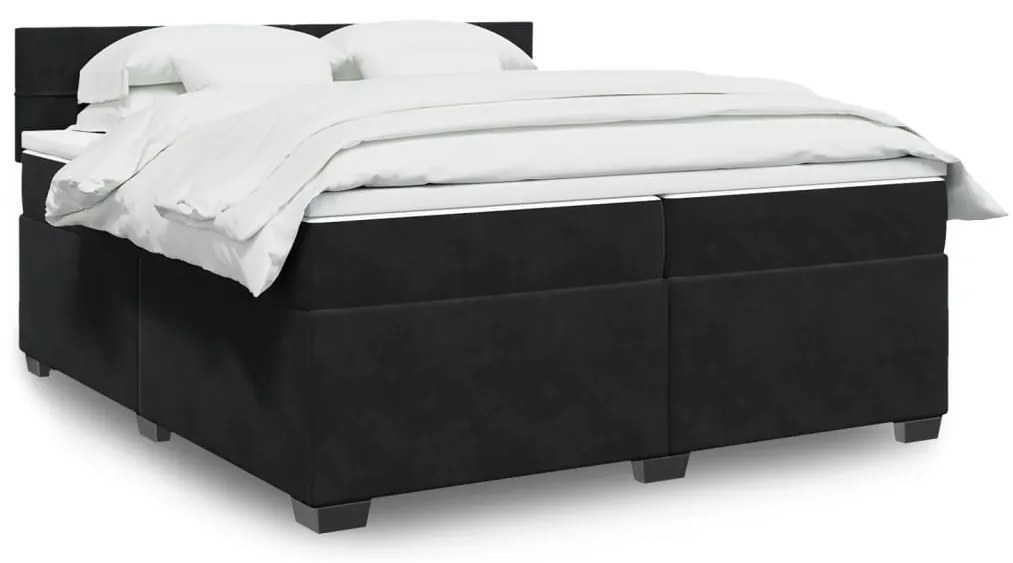 vidaXL Cama com molas/colchão 200x200 cm veludo preto