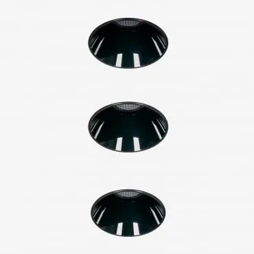 Pack De 3 Downlights Led Embutidos Sem Moldura Trimless Redondos Ø3,6 Cm Em Alumínio Luisiana Preto & Branco Cálido 2700k & 3 W & 19º - Sklum