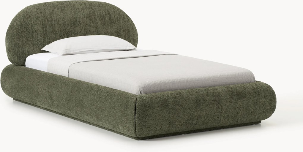 Cama de solteiro estofada em teddy-bouclé Alba