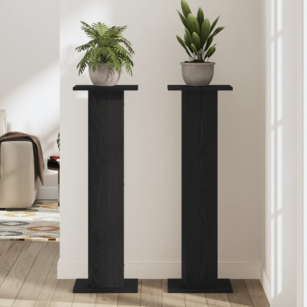 Suporte para Plantas vidaXL 2 pcs Carvalho Preto 30x30x95 cm Madeira C