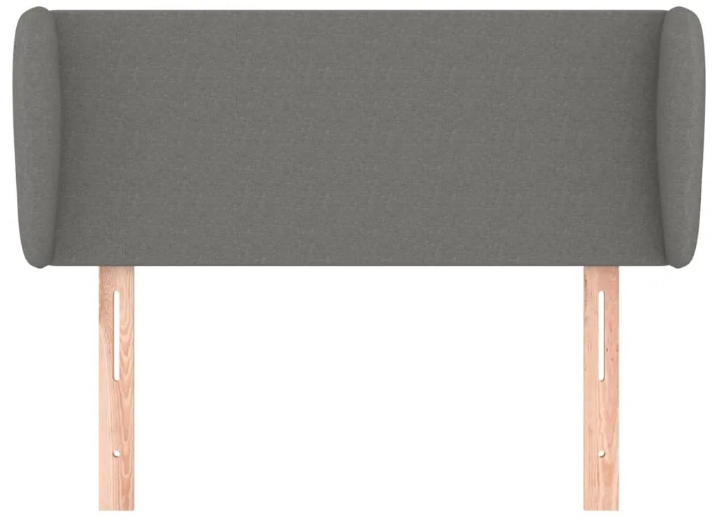 Cabeceira de cama c/ abas tecido 103x23x78/88cm cinzento-escuro