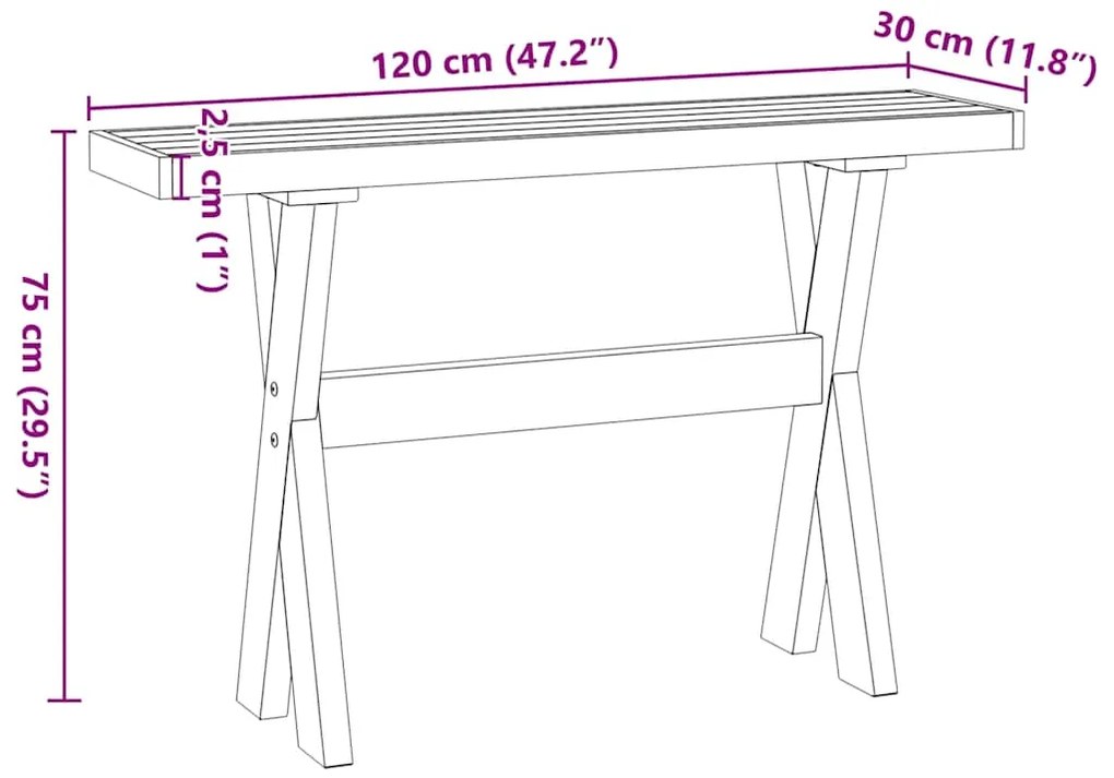 Mesa consola NOAIN pernas em forma de X 120x30x75 cm