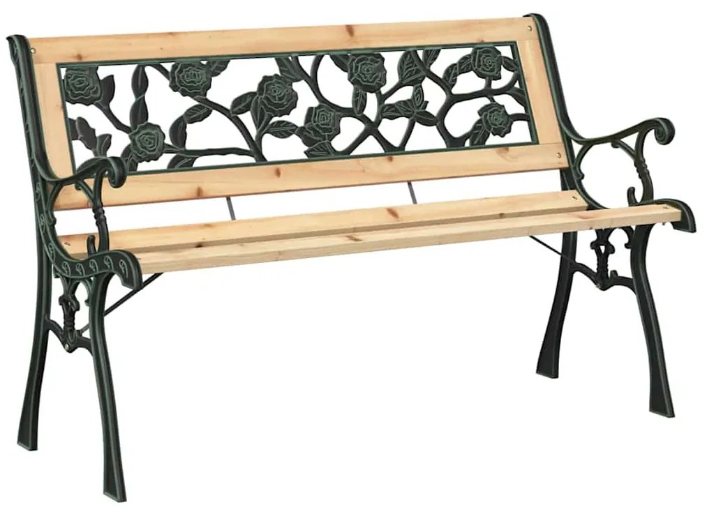 Banco de Jardim vidaXL com Encosto em Padrão de Rosas 116 cm Madeira