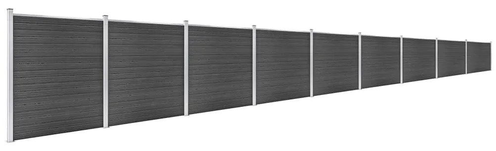 Conjunto de painel de vedação WPC 1564x186 cm preto