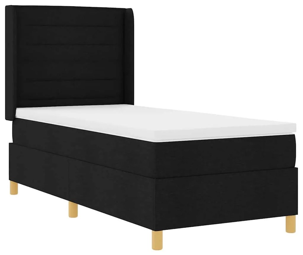 Cama Box com Colchão - Preta, 80x200 cm, Tecido