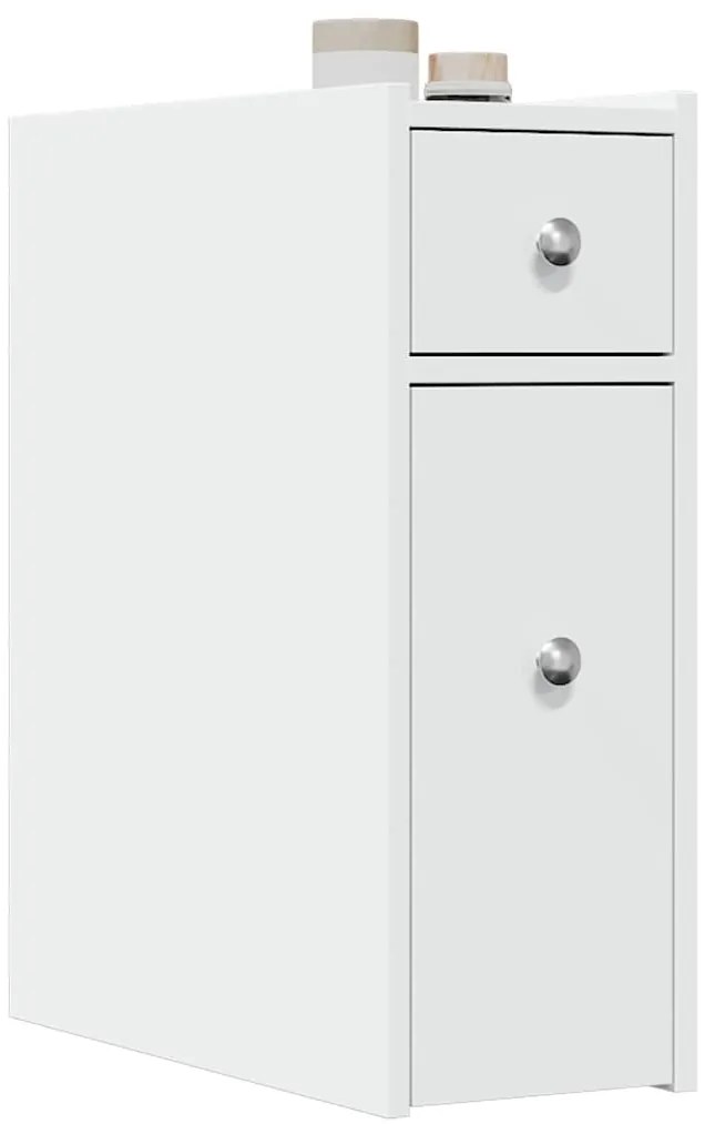 vidaXL Aparador de WC estreito com rodas derivados de madeira branco