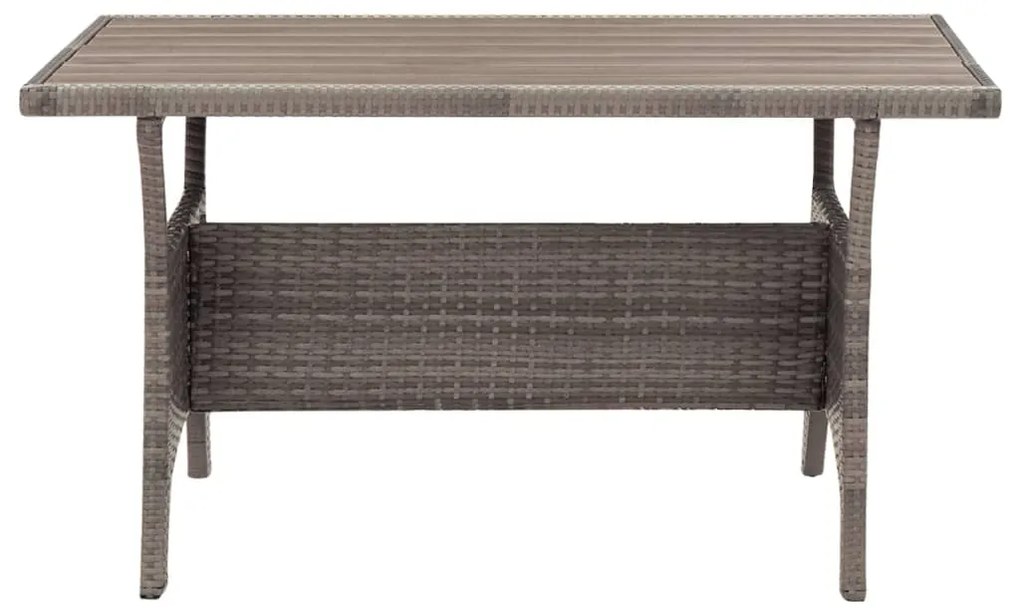 Mesa de jardim 120x70x66 cm vime PE cinzento