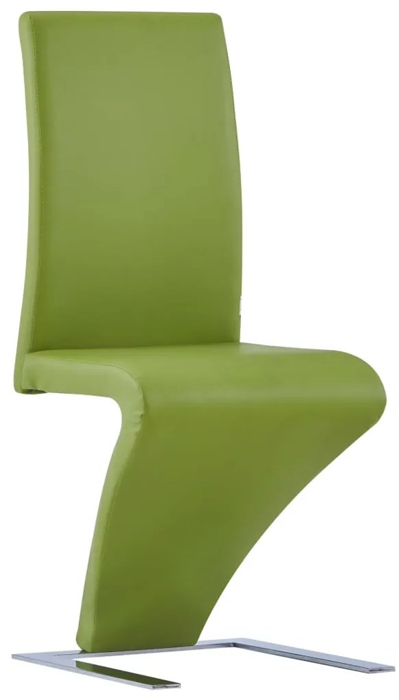 Cadeiras de jantar ziguezague 2 pcs couro artificial verde