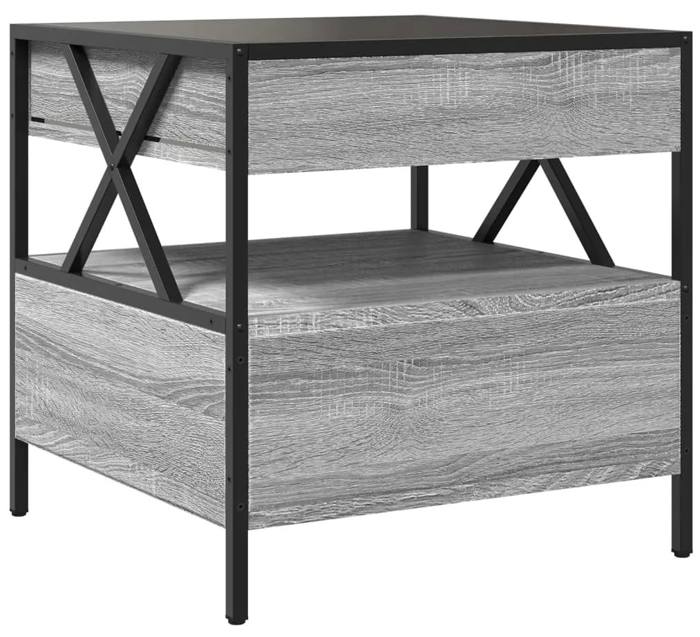 Mesa de centro luzes LED Infinity 50x50x51 cm cinzento sonoma
