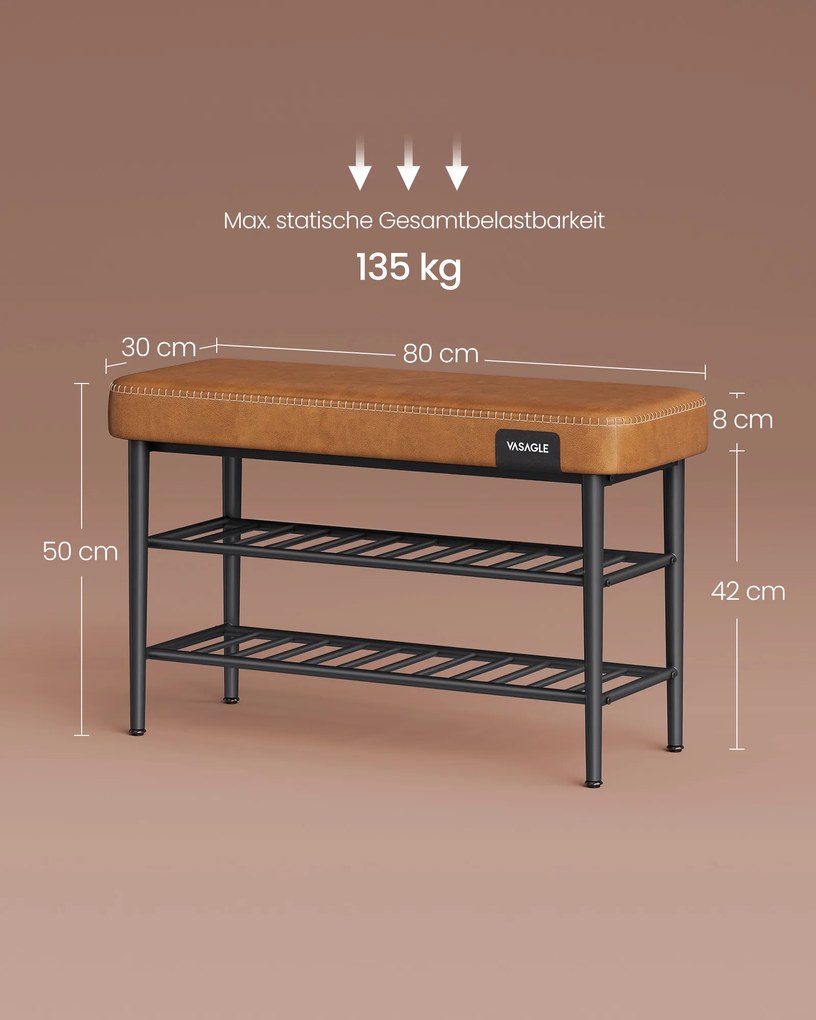 Banco de sapatos Coleção EKHO 30 x 80 x 50 cm castanho caramelo