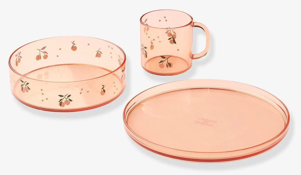 Conjunto de refeição em tritan estampado Siva Liewood  rosa