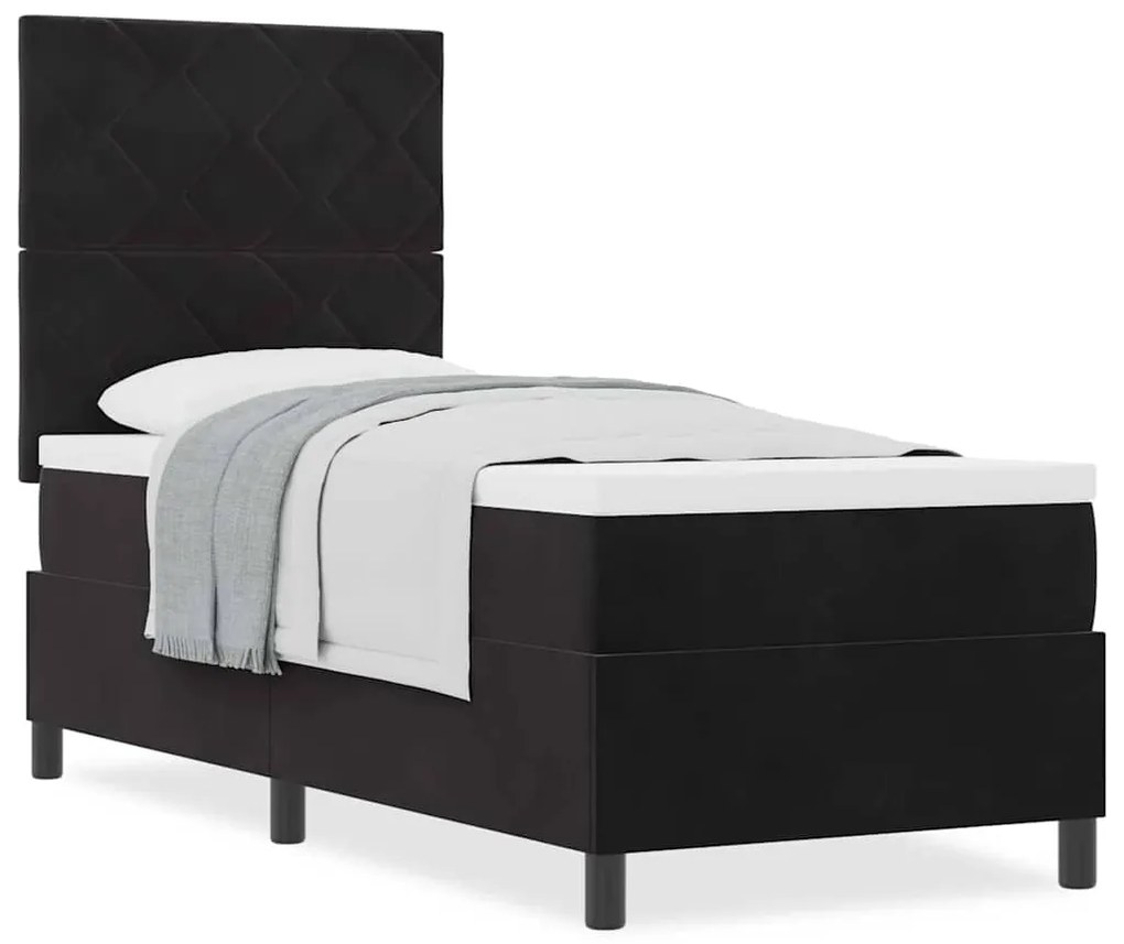 Cama Box com Colchão vidaXL Preto 80x200 cm Veludo