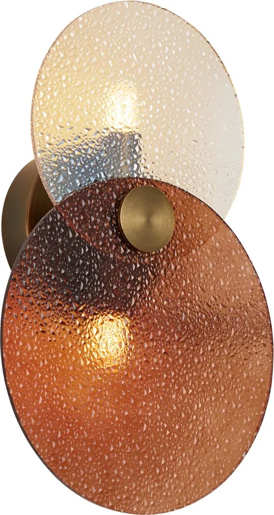 Candeeiro de Parede Art Deco Bronze Escuro com Vidro Âmbar 2 Luzes - Text