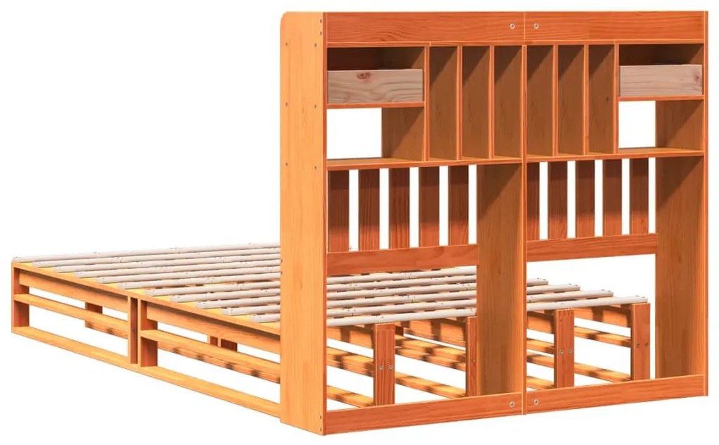 Cama com estante sem colchão 135x190 cm pinho maciço