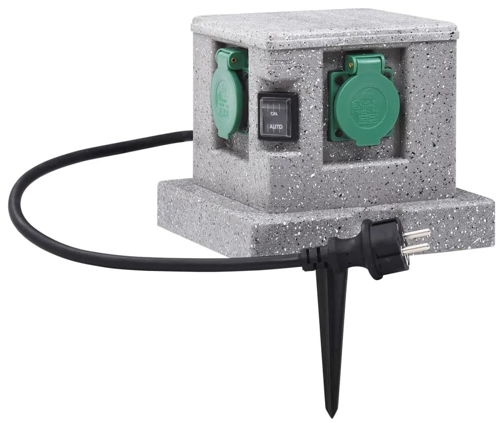 46355 vidaXL Tomada para jardim com sensor de crepúsculo plástico