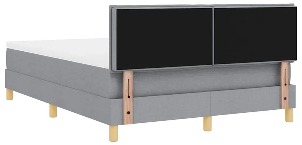 Cama Box com Colchão &amp; LED Cinza Claro 140x200 cm Tecido