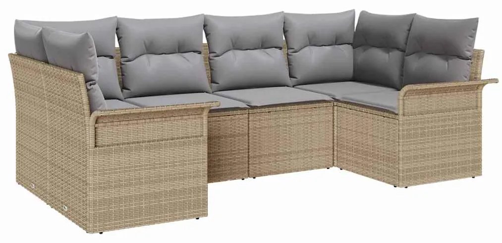 Conjunto de Sofás de Jardim com 6 Peças e Almofadas Bege em Rattan Sin
